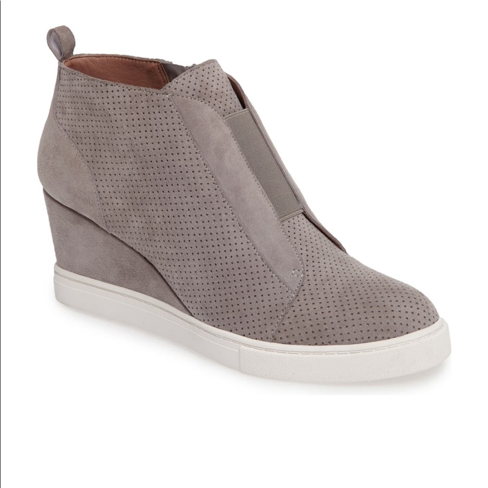 Paolo Grey Suede Perforated Wedge Sneaker